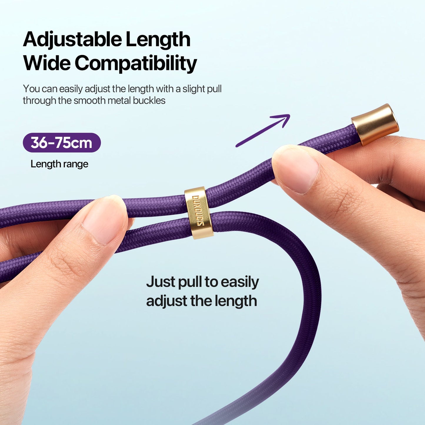 For Universal DUX DUCIS Garden Series Phone Lanyard Adjustable Neck Strap with Ice Crack Pattern - Dark Purple