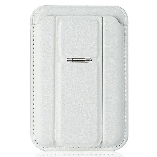 Compatible with MagSafe Leather Magnetic Card Holder Kickstand Combo Multi Card Slots For iPhone Series - White