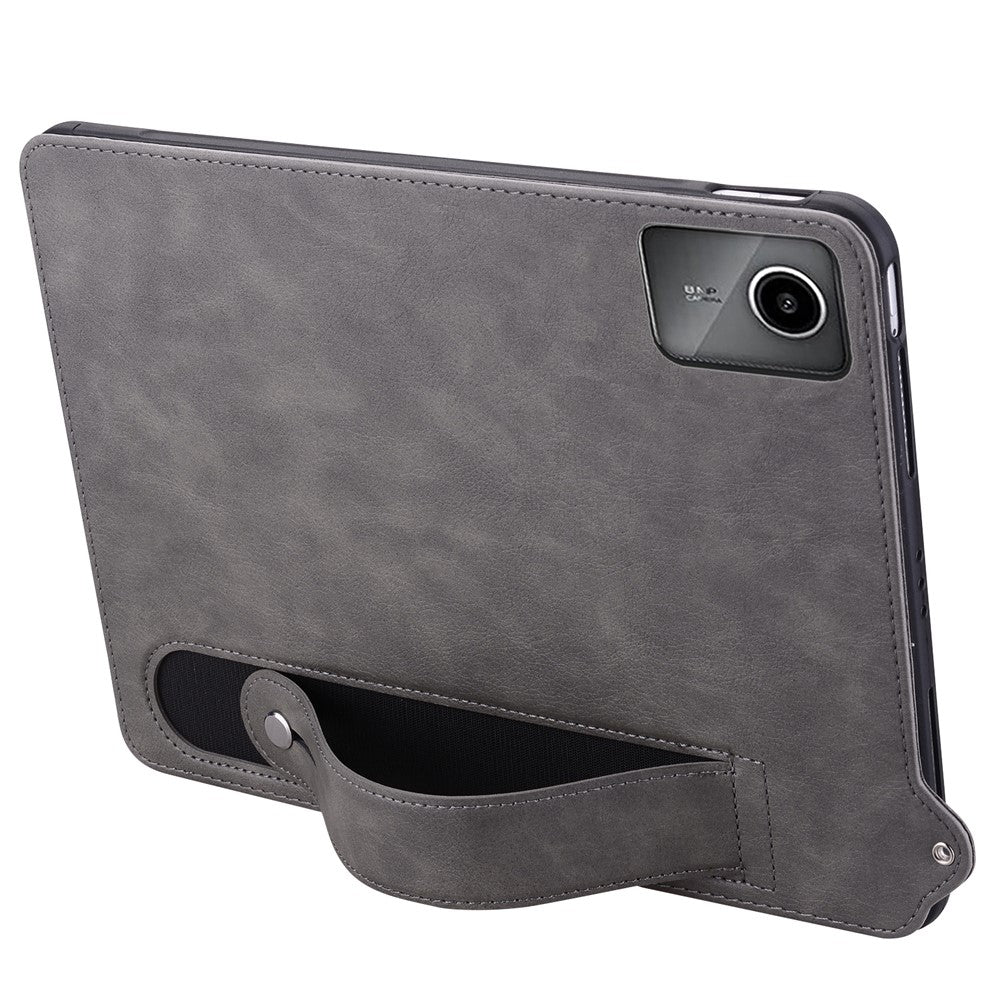 For Lenovo Xiaoxin Pad 11 2025 / Tab K11 Gen 2 TB336 / Tab M11 Case Hand Strap Kickstand Leather Tablet Cover - Grey