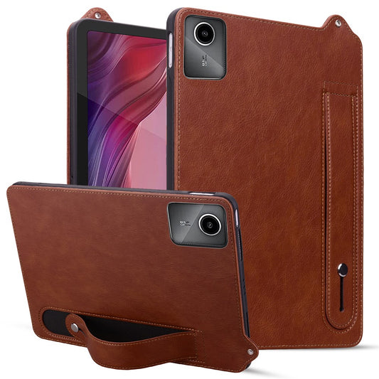 For Lenovo Xiaoxin Pad 11 2025 / Tab K11 Gen 2 TB336 / Tab M11 Case Hand Strap Kickstand Leather Tablet Cover - Brown