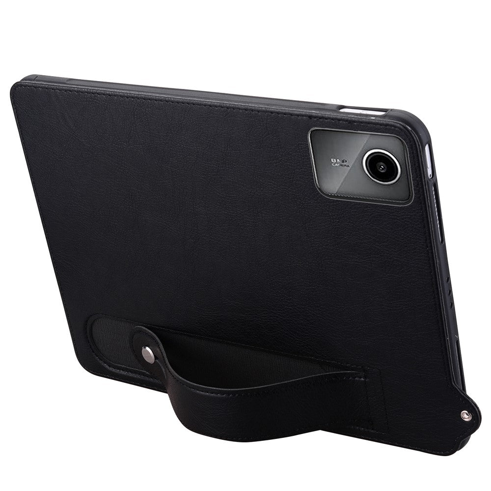 For Lenovo Xiaoxin Pad 11 2025 / Tab K11 Gen 2 TB336 / Tab M11 Case Hand Strap Kickstand Leather Tablet Cover - Black