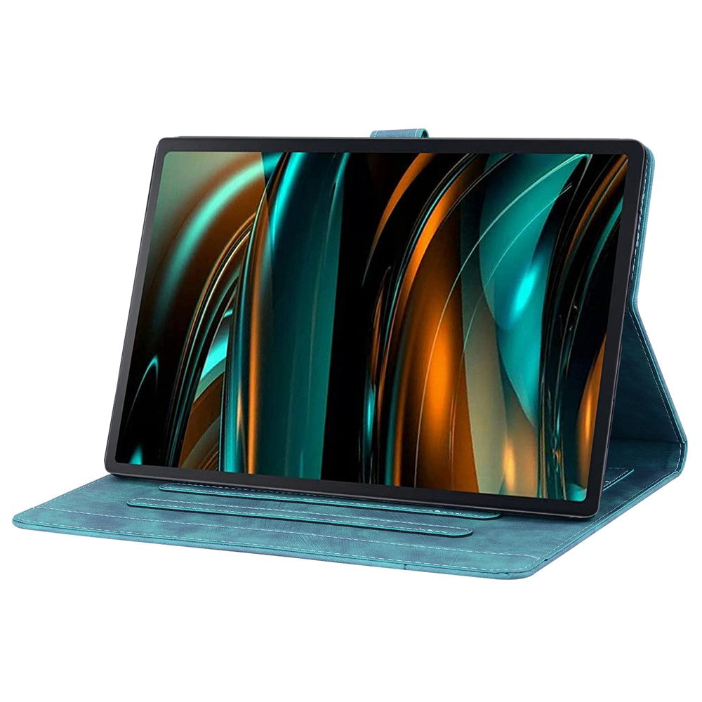 For Lenovo Xiaoxin Pad 11 2025 / Tab K11 Gen 2 TB336 / Tab M11 Case Card Slots Leather Tablet Stand Folio Cover Flower Cat - Green