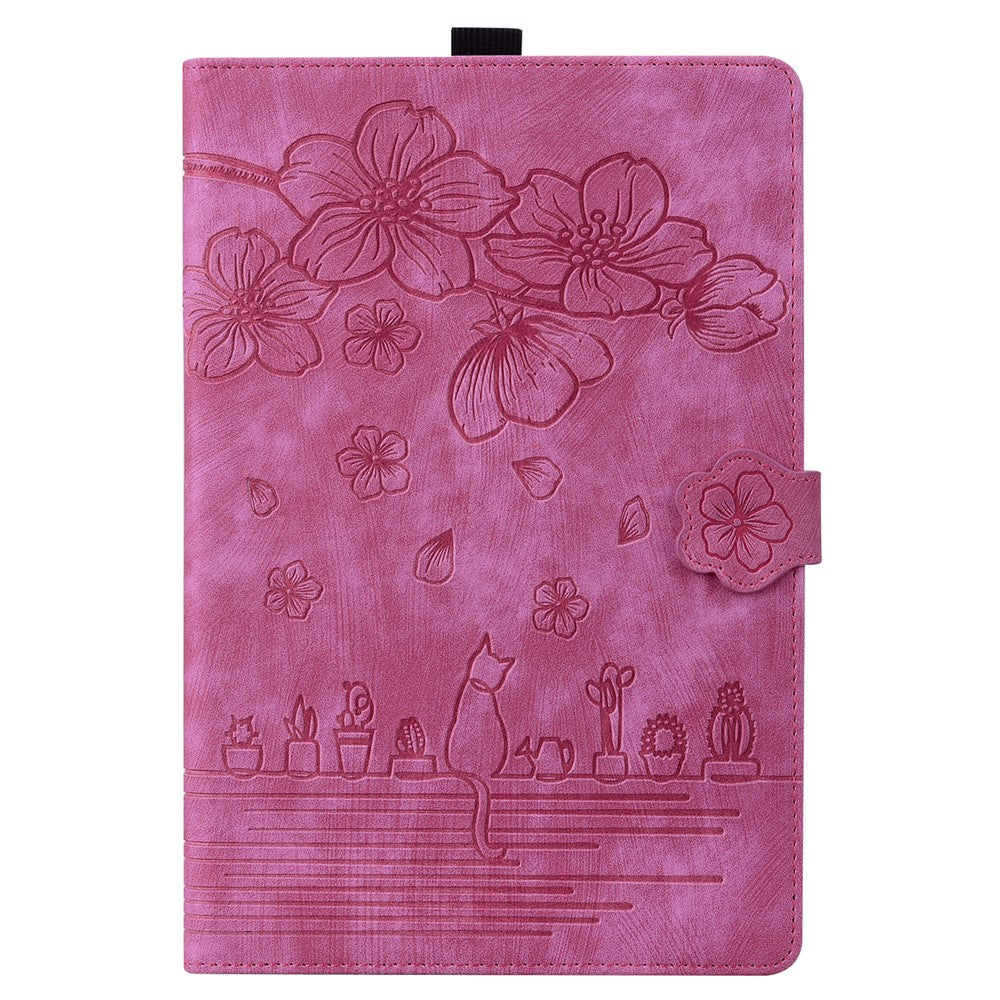 For Lenovo Xiaoxin Pad 11 2025 / Tab K11 Gen 2 TB336 / Tab M11 Case Card Slots Leather Tablet Stand Folio Cover Flower Cat - Rose