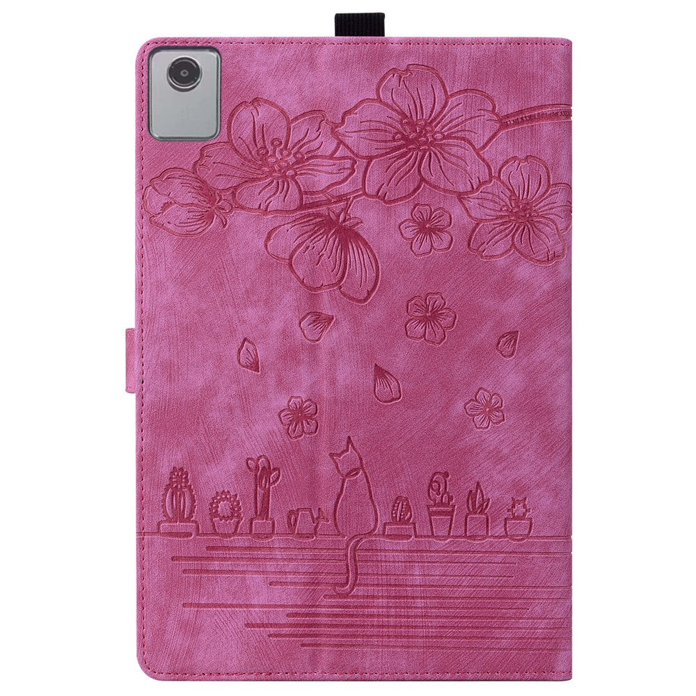 For Lenovo Xiaoxin Pad 11 2025 / Tab K11 Gen 2 TB336 / Tab M11 Case Card Slots Leather Tablet Stand Folio Cover Flower Cat - Rose