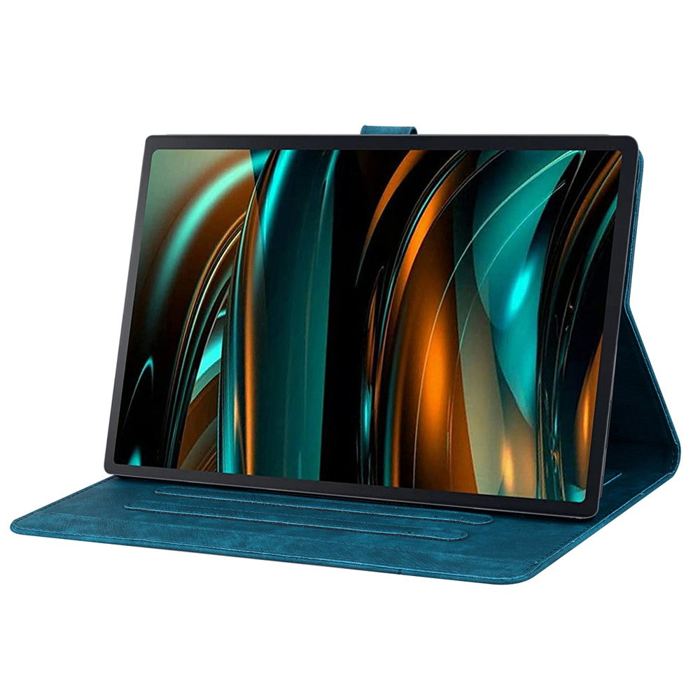 For Lenovo Xiaoxin Pad 11 2025 / Tab K11 Gen 2 TB336 / Tab M11 Case Card Slots Leather Tablet Stand Folio Cover Flower Cat - Blue
