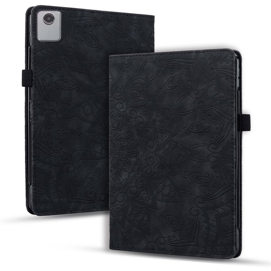 For Lenovo Xiaoxin Pad 11 2025 / Tab K11 Gen 2 TB336 / Tab M11 Tablet Case Card Slots Leather Cover Flower Pattern - Black