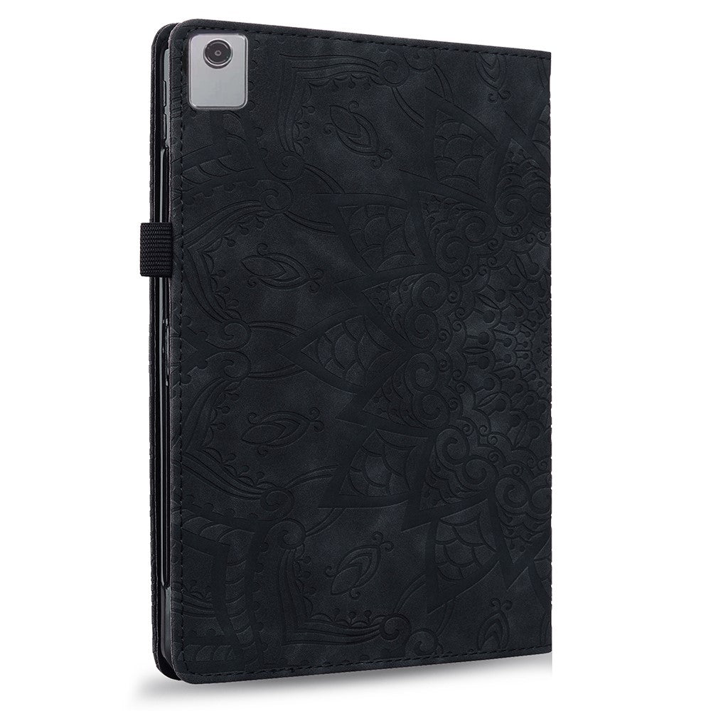 For Lenovo Xiaoxin Pad 11 2025 / Tab K11 Gen 2 TB336 / Tab M11 Tablet Case Card Slots Leather Cover Flower Pattern - Black