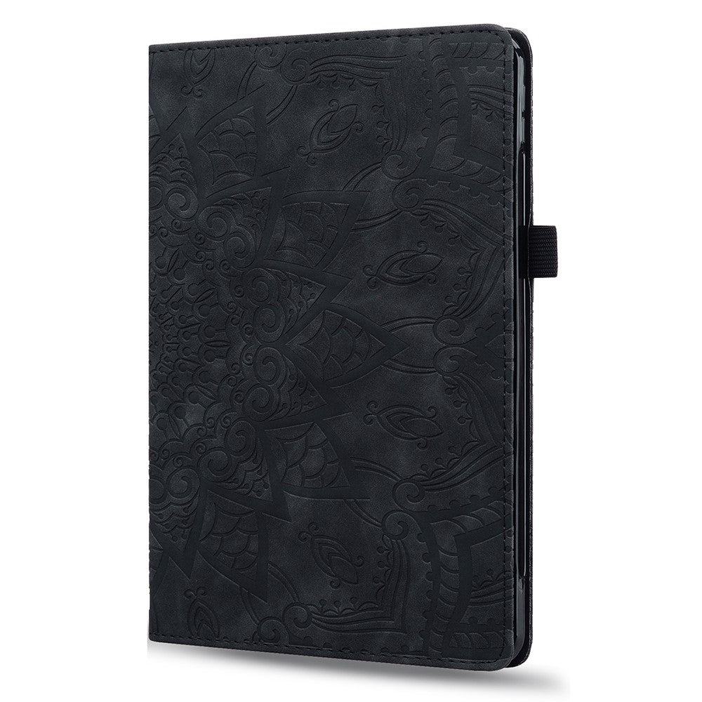 For Lenovo Xiaoxin Pad 11 2025 / Tab K11 Gen 2 TB336 / Tab M11 Tablet Case Card Slots Leather Cover Flower Pattern - Black