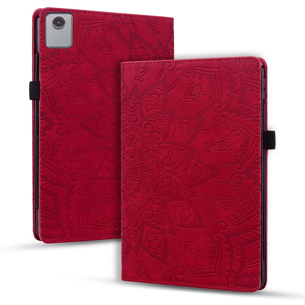 For Lenovo Xiaoxin Pad 11 2025 / Tab K11 Gen 2 TB336 / Tab M11 Tablet Case Card Slots Leather Cover Flower Pattern - Red