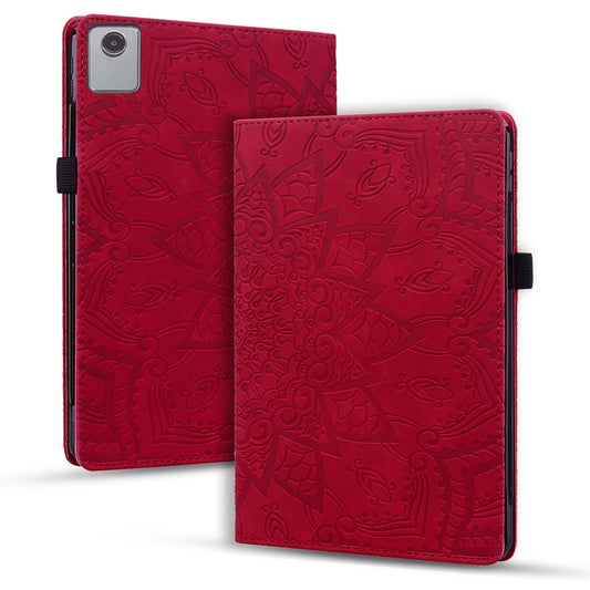 For Lenovo Xiaoxin Pad 11 2025 / Tab K11 Gen 2 TB336 / Tab M11 Tablet Case Card Slots Leather Cover Flower Pattern - Red