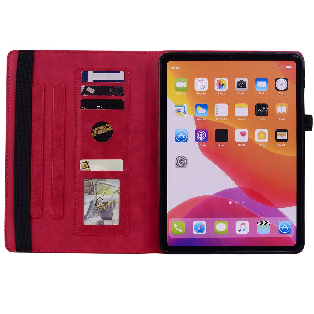 For Lenovo Xiaoxin Pad 11 2025 / Tab K11 Gen 2 TB336 / Tab M11 Tablet Case Card Slots Leather Cover Flower Pattern - Red