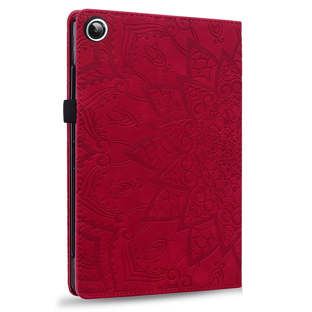 For Lenovo Xiaoxin Pad 11 2025 / Tab K11 Gen 2 TB336 / Tab M11 Tablet Case Card Slots Leather Cover Flower Pattern - Red