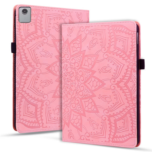 For Lenovo Xiaoxin Pad 11 2025 / Tab K11 Gen 2 TB336 / Tab M11 Tablet Case Card Slots Leather Cover Flower Pattern - Pink