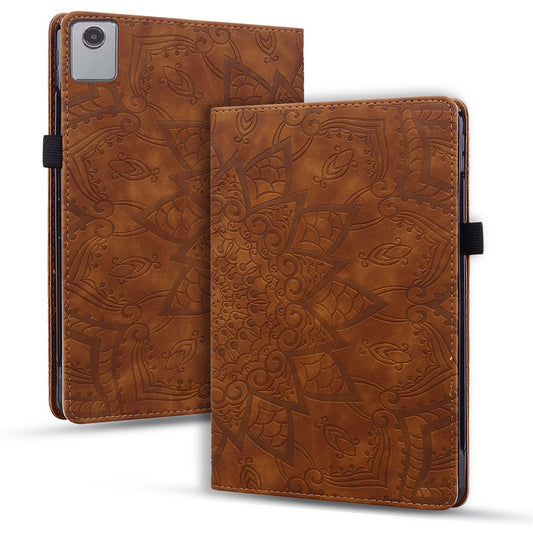 For Lenovo Xiaoxin Pad 11 2025 / Tab K11 Gen 2 TB336 / Tab M11 Tablet Case Card Slots Leather Cover Flower Pattern - Brown