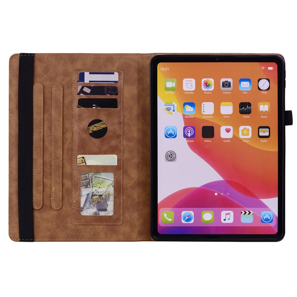 For Lenovo Xiaoxin Pad 11 2025 / Tab K11 Gen 2 TB336 / Tab M11 Tablet Case Card Slots Leather Cover Flower Pattern - Brown