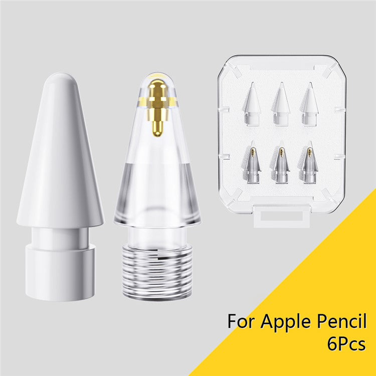 ESSAGER 3Pcs POM + 3Pcs PC Capacitive Pen Tip Set Replacement Pencil Tips for Drawing Writing Stylus Fine Nibs - White + Transparent