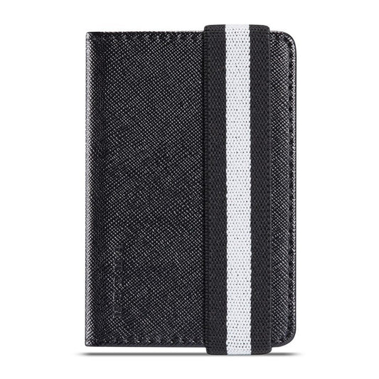 MUXMA MX110 Phone Card Holder Elastic Band Grip Phone Wallet RFID Blocking Adhesive Stick On Credit Card Pocket for Back Of Phone Case - Black
