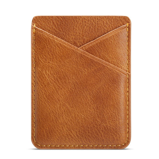 MUXMA MX105 Phone Card Holder Leather Phone Wallet Stick On Card Holder for Back of Phone Card Pouch Pocket - Brown