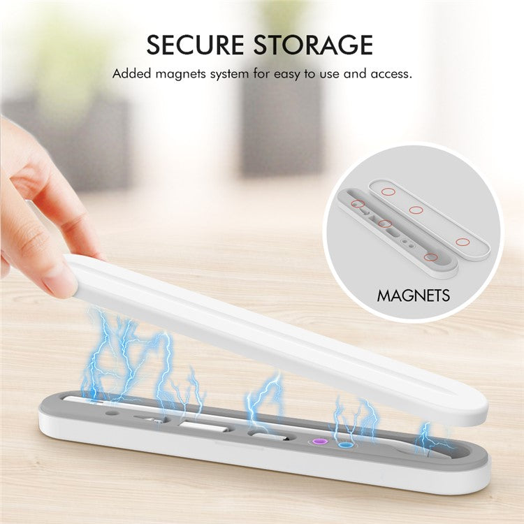 STOYOBE For Apple Pencil 1st / 2nd Generation Carrying Case Magnetic Closure Pencil Storage Box - White