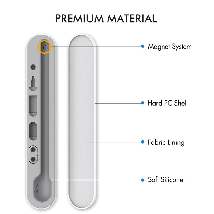 STOYOBE For Apple Pencil 1st / 2nd Generation Carrying Case Magnetic Closure Pencil Storage Box - White