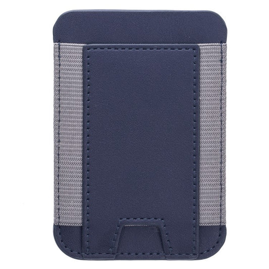 Stretchy Magnetic Card Holder for iPhone 14 / 13 / 12 Series PU Leather Card Cash Pouch Bag - Dark Blue