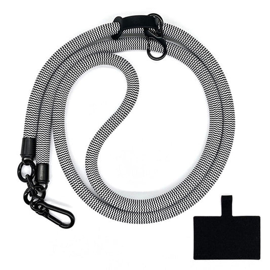 10mm Universal Phone Lanyard Neck Strap Polyester Hanging Rope with Tether Tab - Wavy Black White