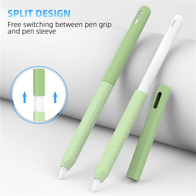 STOYOBE For Apple Pencil Pro / Pencil (2nd Generation) Silicone Sleeve Anti-Drop 2-Piece Pencil Protective Cover - Graduated Green