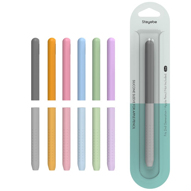STOYOBE For Apple Pencil Pro / Pencil (2nd Generation) Silicone Sleeve Anti-Drop 2-Piece Pencil Protective Cover - Graduated Grey