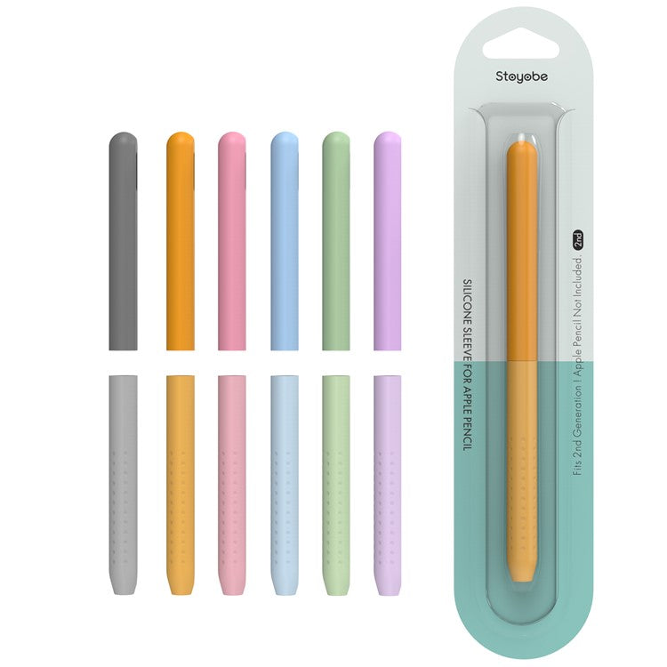 STOYOBE For Apple Pencil Pro / Pencil (2nd Generation) Silicone Sleeve Anti-Drop 2-Piece Pencil Protective Cover - Graduated Orange