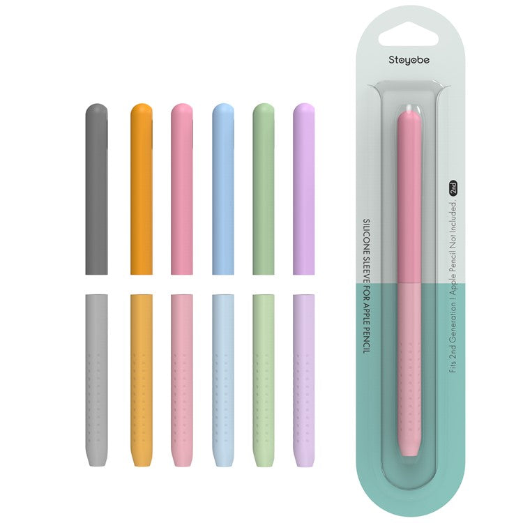 STOYOBE For Apple Pencil Pro / Pencil (2nd Generation) Silicone Sleeve Anti-Drop 2-Piece Pencil Protective Cover - Graduated Pink