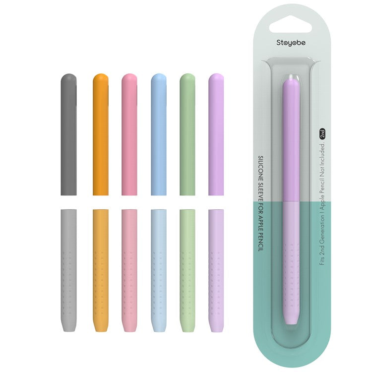 STOYOBE For Apple Pencil Pro / Pencil (2nd Generation) Silicone Sleeve Anti-Drop 2-Piece Pencil Protective Cover - Graduated Purple