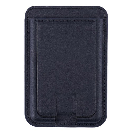 MRC048 Card Holder for Back of Phone Stick-on ID Credit Adhesive Leather Pouch Kickstand Card Sleeve Pocket - Black