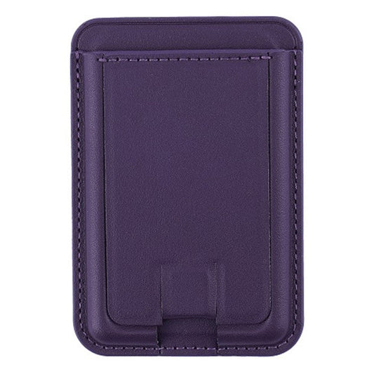 MRC048 Card Holder for Back of Phone Stick-on ID Credit Adhesive Leather Pouch Kickstand Card Sleeve Pocket - Dark Purple