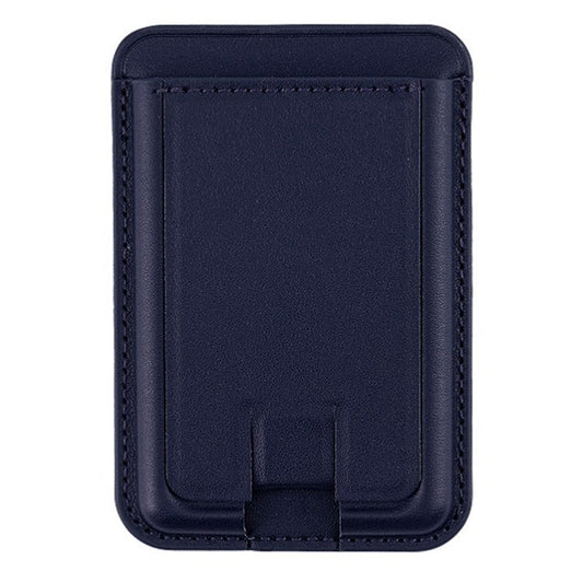 MRC048 Card Holder for Back of Phone Stick-on ID Credit Adhesive Leather Pouch Kickstand Card Sleeve Pocket - Dark Blue