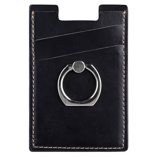 MRC03 Ring Kickstand 3 Cards Case Adhesive Phone Card Holder Support Magnetic Car Mount - Black