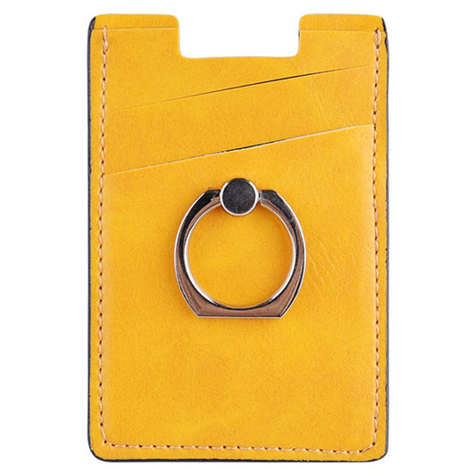 MRC03 Ring Kickstand 3 Cards Case Adhesive Phone Card Holder Support Magnetic Car Mount - Yellow