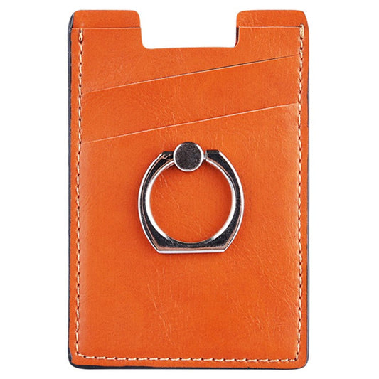 MRC03 Ring Kickstand 3 Cards Case Adhesive Phone Card Holder Support Magnetic Car Mount - Orange
