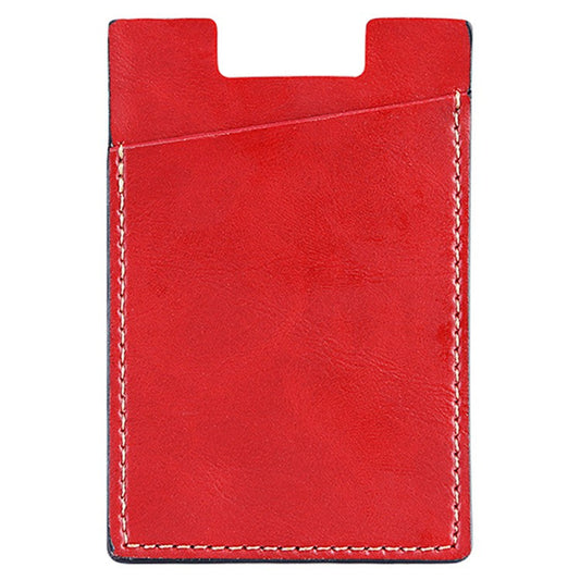 MRC02 PU Leather Sticky Single Card Holder Magnetic Car Mount Phone Card Case - Red