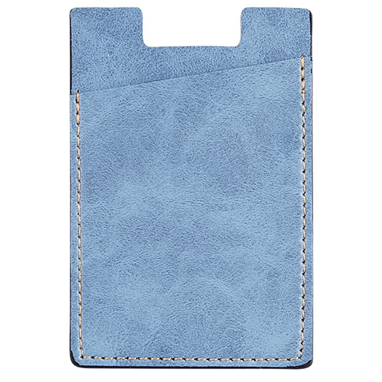 MRC02 PU Leather Sticky Single Card Holder Magnetic Car Mount Phone Card Case - Sky Blue