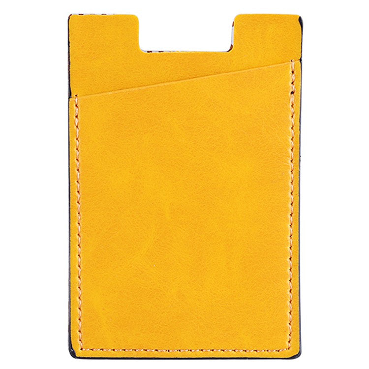 MRC02 PU Leather Sticky Single Card Holder Magnetic Car Mount Phone Card Case - Yellow