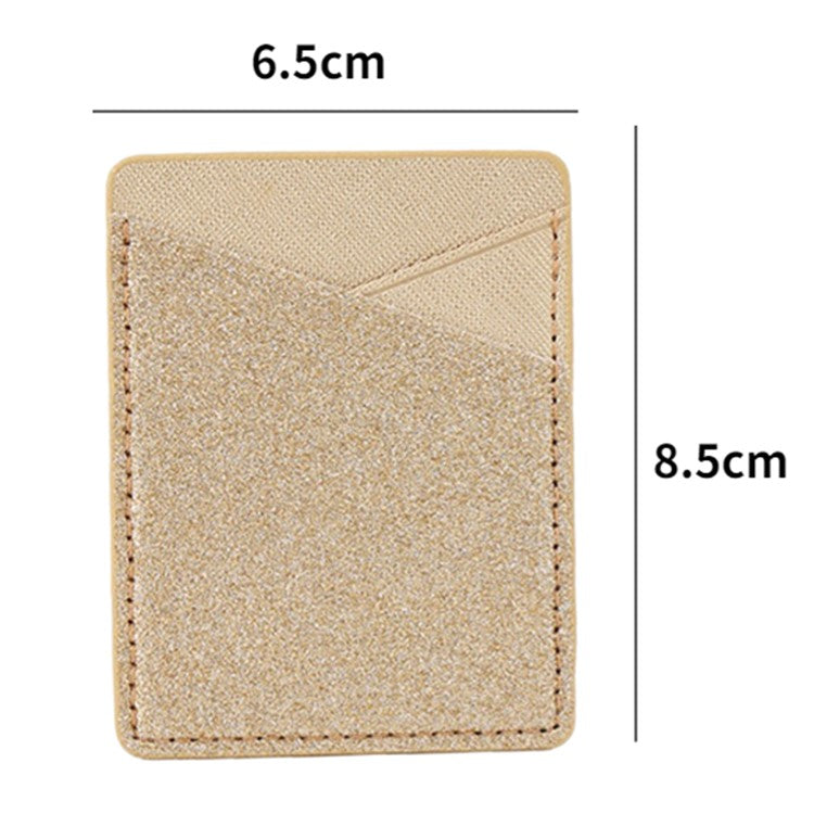 MRC011 Cell Phone Card Holder with Adhesive Sticker Glitter Phone Dual Card Holder Pocket - Black