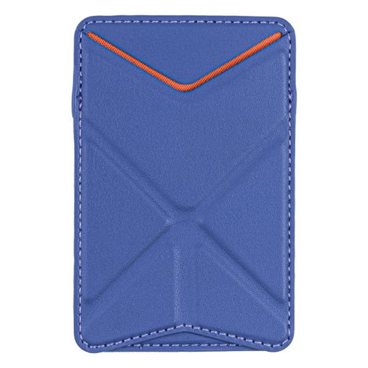 MRC051 Phone Card Holder with Origami Kickstand Adhesive Phone Wallet Pouch Sleeve Stick-on Leather Case  - Purple