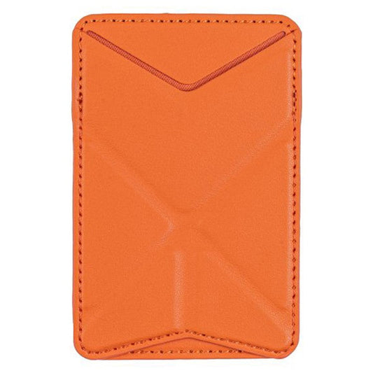 MRC051 Phone Card Holder with Origami Kickstand Adhesive Phone Wallet Pouch Sleeve Stick-on Leather Case - Orange