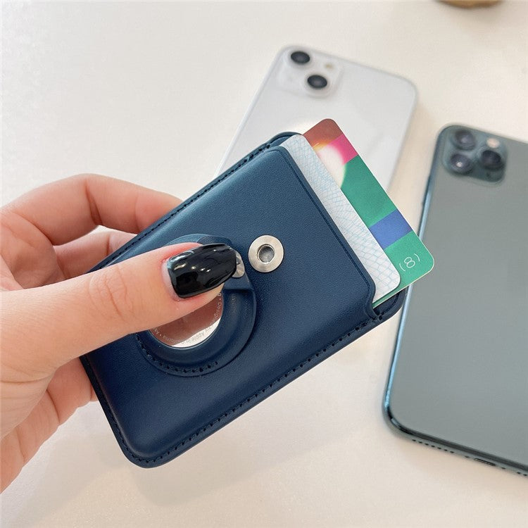 MRC054 Compatible with MagSafe Card Holder for AirTag Pocket Leather Magnetic Card Wallet - Sapphire