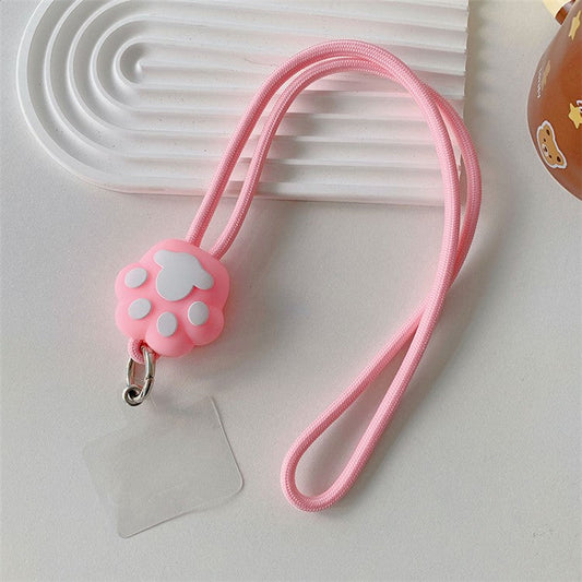 45cm Phone Lanyard Cartoon Pendant Crossbody Rope Neck Strap with Patch - Cat Claw