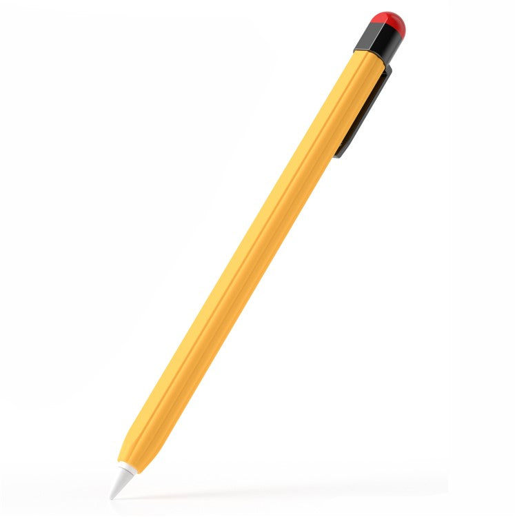 For Apple Pencil Pro / Pencil (2nd Generation) Silicone Sleeve Shockproof Ultra-Thin Stylus Pen Cover with Clip Design - Yellow