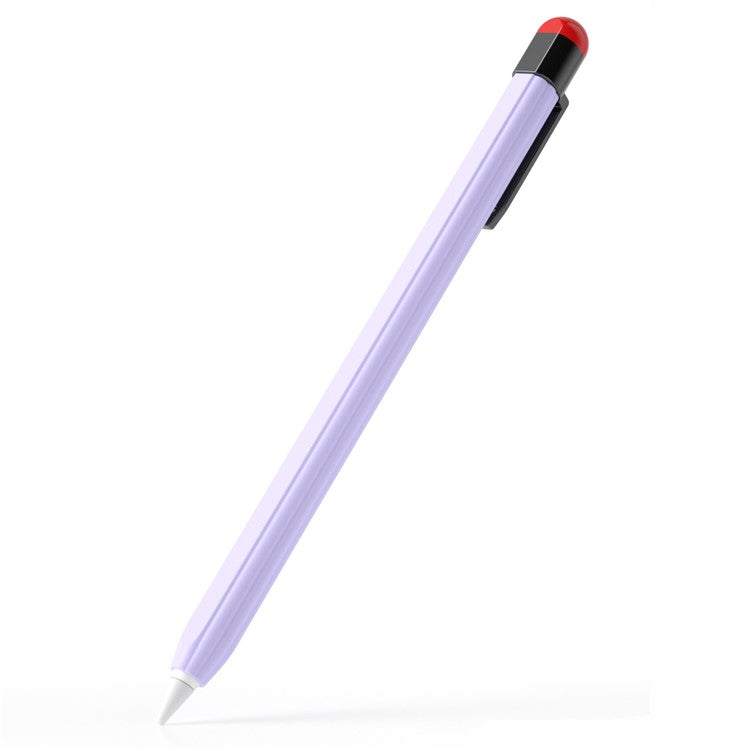 For Apple Pencil Pro / Pencil (2nd Generation) Silicone Sleeve Shockproof Ultra-Thin Stylus Pen Cover with Clip Design - Lavender Purple