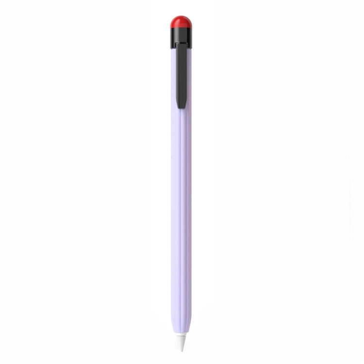 For Apple Pencil Pro / Pencil (2nd Generation) Silicone Sleeve Shockproof Ultra-Thin Stylus Pen Cover with Clip Design - Lavender Purple