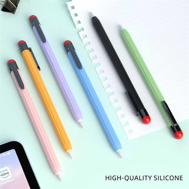 For Apple Pencil Pro / Pencil (2nd Generation) Silicone Sleeve Shockproof Ultra-Thin Stylus Pen Cover with Clip Design - Lavender Purple