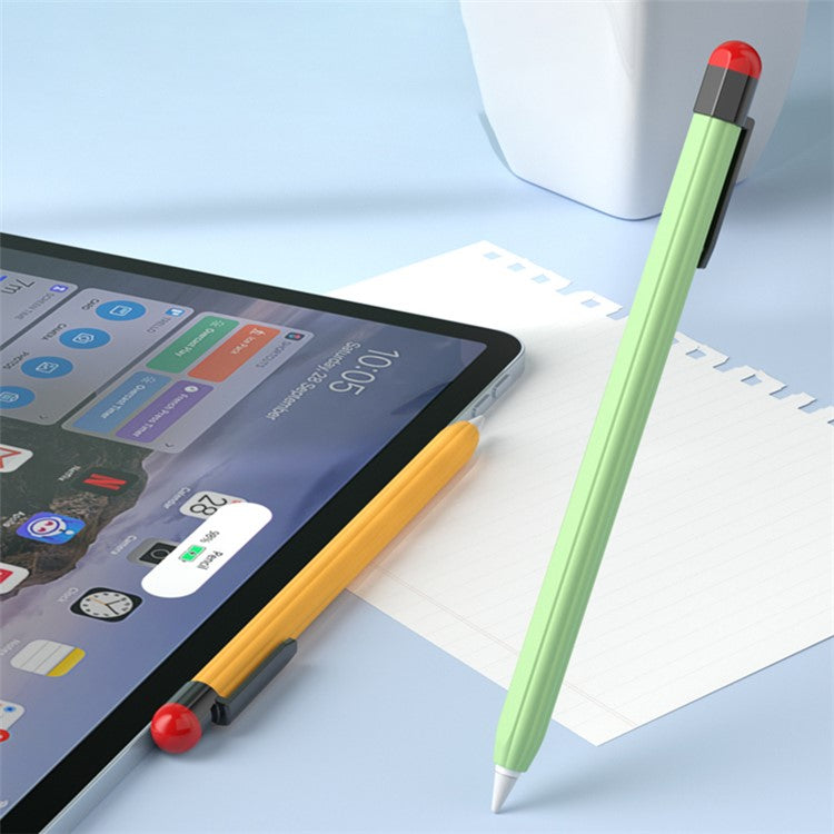 For Apple Pencil Pro / Pencil (2nd Generation) Silicone Sleeve Shockproof Ultra-Thin Stylus Pen Cover with Clip Design - Lavender Purple